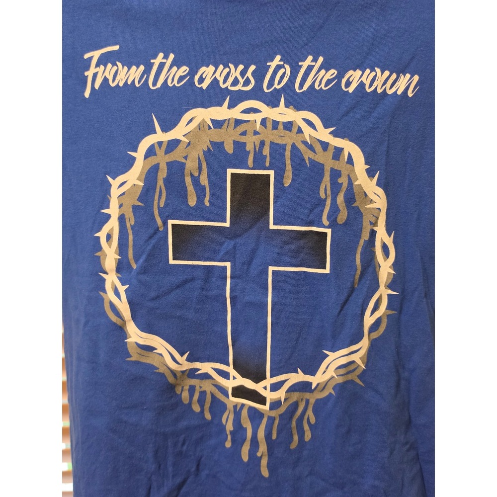 Delta Pro Weight Mens Blue Cross Crown of Thorns Graphic T-Shirt Large